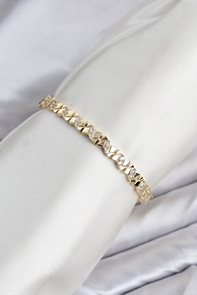 Generic Brand سوار نسائي من النحاس الذهبي من سلسلة CM Model Zircon Stone VIP