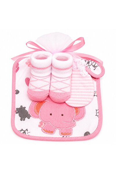 Warehouse Newborn Baby Gift Set Baby Bibs and Baby Hat in Luxury Tulle Bag