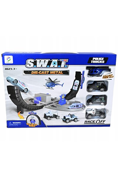 Midex POLICYJNY Set de mașini de poliție cascade, 4 bucăți