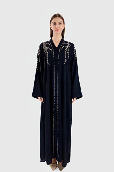 Ophelia LIORA Women’s Luxury Abaya – Elegant Black Open Abaya with Premium Fa...