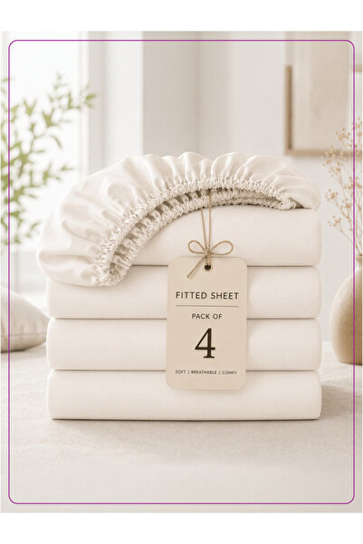 Donetella King Fitted Sheet 180x200 cm, Pack of 4 | OEKO-TEX Brushed Microfib...