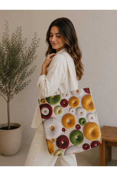 ÖZDAĞ HOME CONCEPT 40X40 cm Digital Printed Suede Fabric Women's Shoulder Bag...