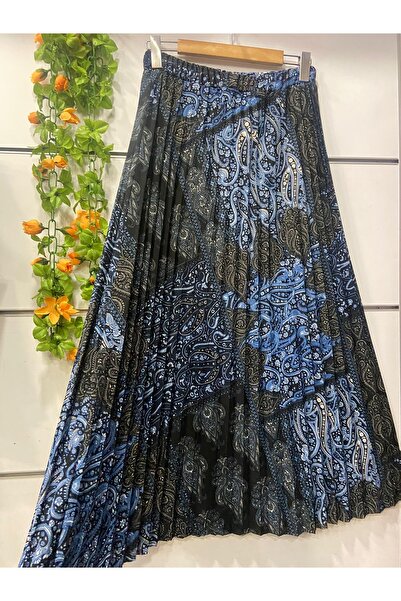 edu collection Patterned Pleated Crepe Skirt with Lining