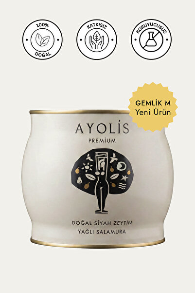 Ayolis Premium Gurme Yağlı Salamura Siyah Zeytin M 1700 g (Zeytinyağlı)