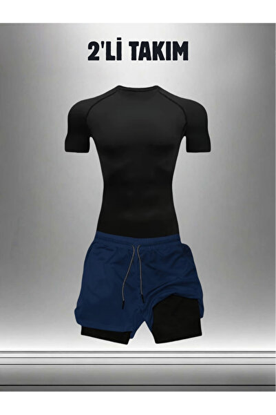 RUTBİL SPORTS 2'Lİ KISA TAYTLI ŞORT & KISA KOL COMPRESSİON BODY SET- FUTBOL-G...