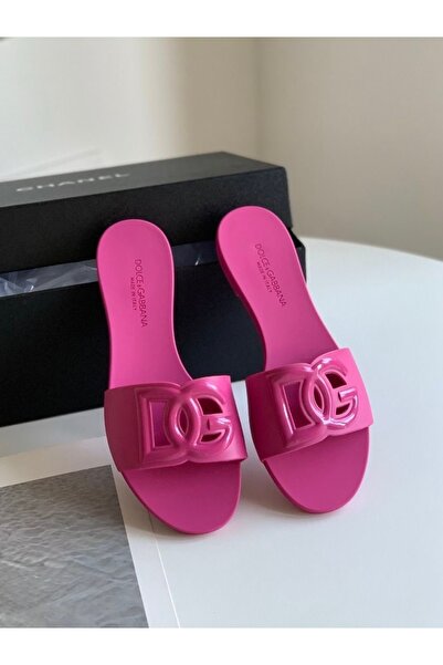 D&G DG logo rubber womens flat slides