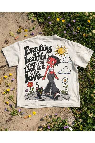 Grafftee Clothing Everthing Is Beautifull Printed Unisex Oversize T-Shirt