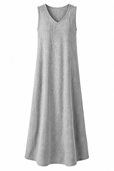 Cristina Serene Maxi Φόρεμα με V Λαιμόκοψη & Φυσική Υφή