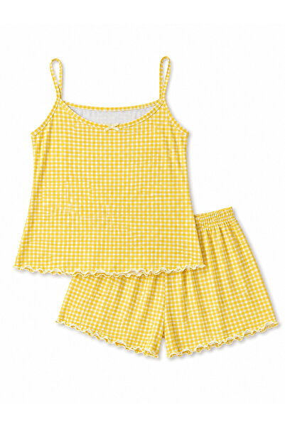 Retrobird Pajama Set with Shorts – Summer Home Wear Women's Yellow