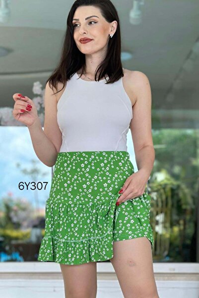 İnce Topuk Bürümcük Ruffled Short Skirt 6Y307
