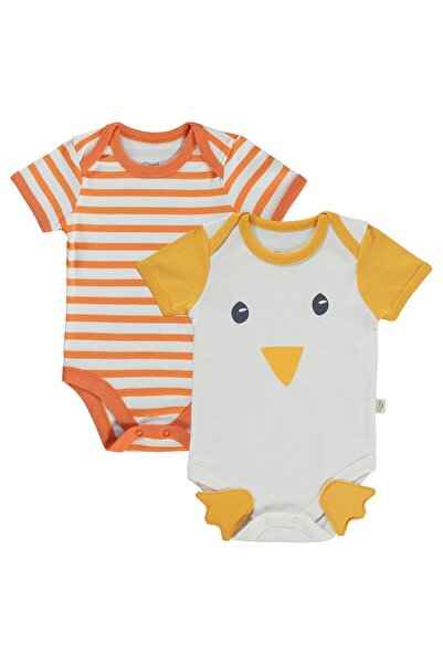 Civil Baby Ördek Baskılı 2'li Set 3-18 Ay Çıtçıtlı Badi - Turuncu