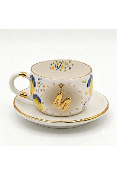 BSK Ceramics Handmade Limon Harfli Çay Fincanı M Harfi