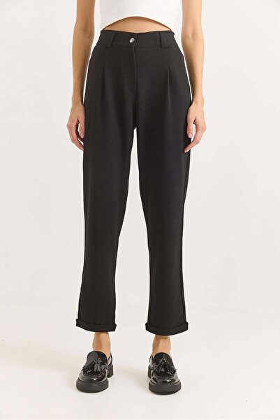 Raneel Kazançlı Alışveriş Elastic Waist Layered Leg Women's Trousers Black