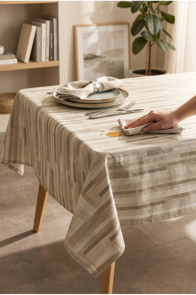 Pimula home Erasable Oilcloth Tablecloth with Pvc Fiber Base_Geometric_1235