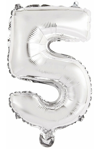 AMSCAN Balon folie mini numărul 5 argintiu 25.5x40cm 9909673