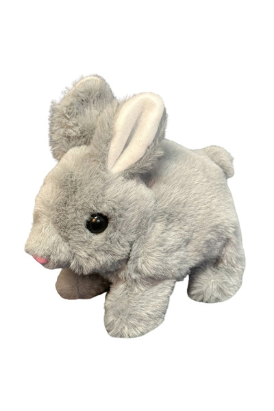 LeanToys Mascotă de pluș, jucărie moale, iepure, gri, 18cm