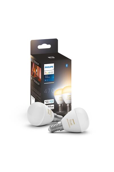 Philips Hue Bec LED cu lumină albă ambientală E14, reglare a luminozității, 2...