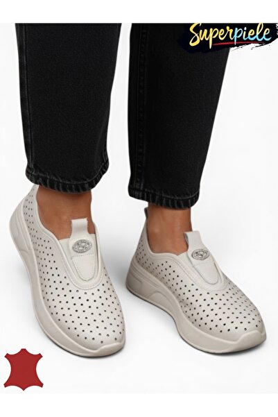 ANGEL BLUE Pantofi casual dama piele naturala perforati cu inchidere slip-on