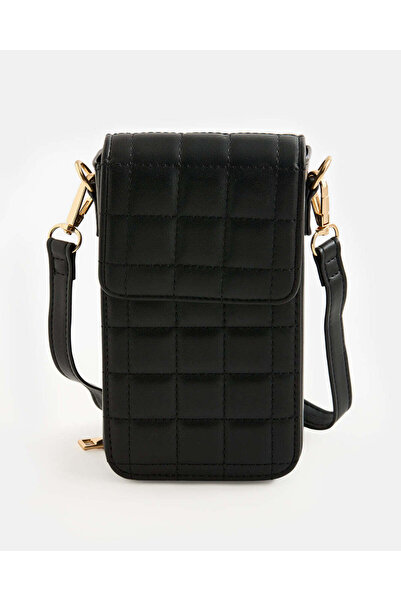 REDTAG Women Black Quilted Mobile Pouch