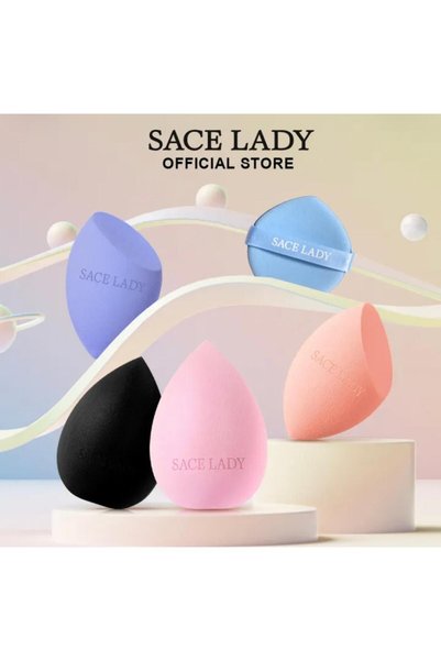Sace Lady إسفنجة مكياج للوجه - إسفنجة مكياج وردية اللون