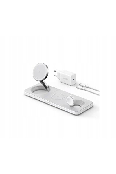 Anker Stuy Încărcător cu inducție Anker Pad MagGo 3 în 1 15W Alb pentru Apple...