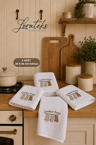 Lorateks Aruma |   Set of 4 Embroidered 30X50 cm Kitchen Towels |   Drying Cl...
