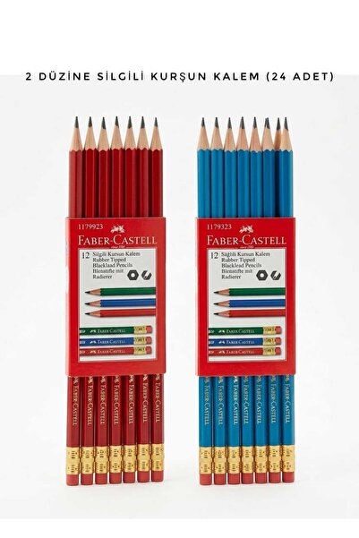 Faber Castell 2 Düzine Silgili Kurşun Kalem - 24 Adet Silgili Kurşun Kalem