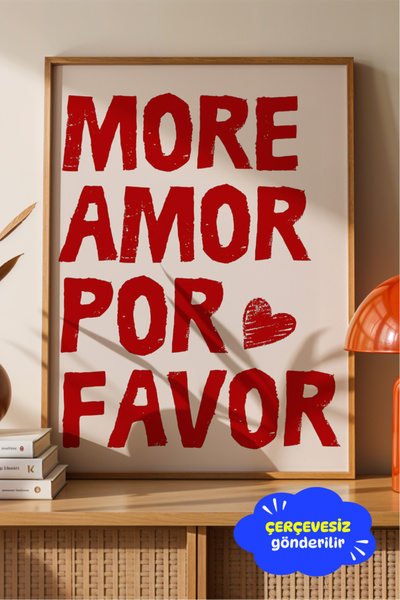 Clumsy More Amor Por Favor Poster Baskı –Tipografi Aşk Temalı Modern Tasarım ...