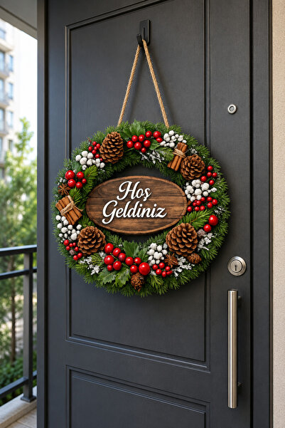 Lucena Christmas Pine Tree Themed Welcome Door Ornament Decorative Door Panel...