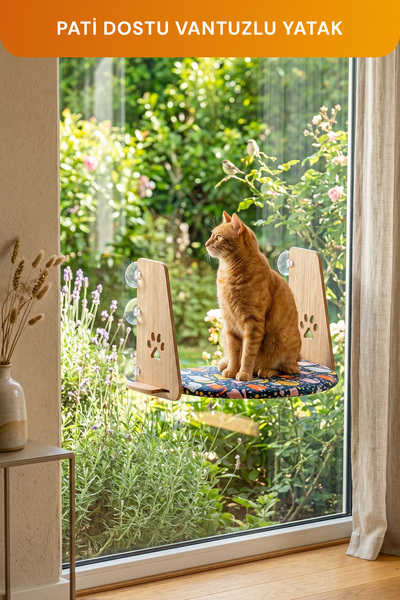 GOBYPET Vantuzlu Desenli, Yumuşak Kedi Cam Yatağı