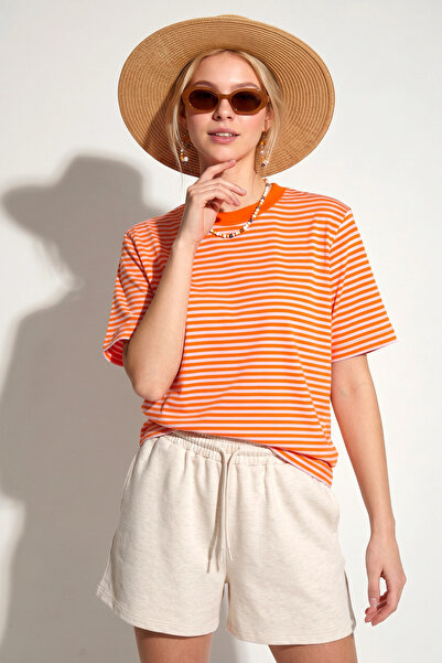 No Matter What Striped Crew Neck Short Sleeve Cotton T-Shirt