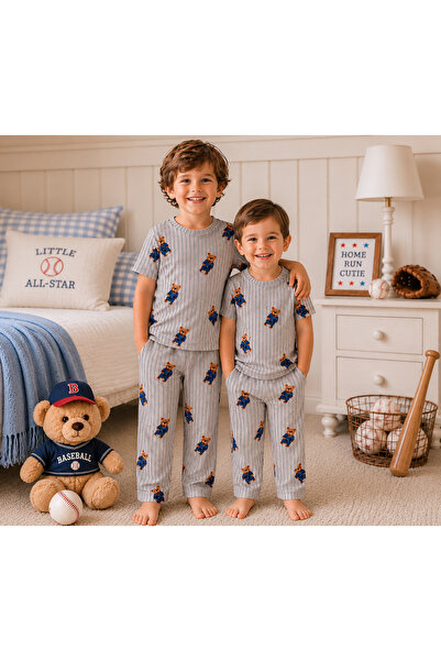 Efia Baby %100 PAmuklu Teddy Baskılı 2'li Çocuk Pijama Takımı
