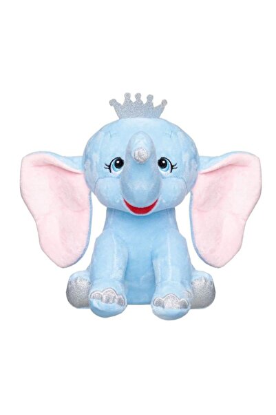 OEM Elefant de pluș albastru-ciel cu urechi mari roz, argintii, cu sclipici ș...
