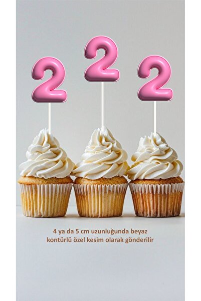 Sinek Kupası Tasarım Pink 2-Year-Old Themed Concept Toothpick Cupcake Decorat...