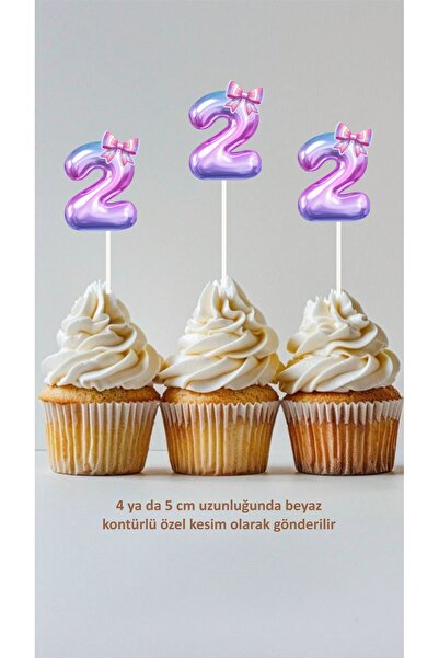 Sinek Kupası Tasarım Purple 2 Year Old Themed Concept Toothpick Cupcake Decor...