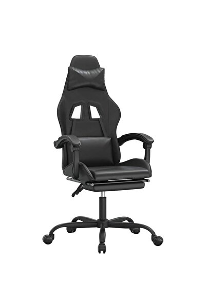 vidaxl Scaun de gaming pivotant/suport picioare negru piele ecologică