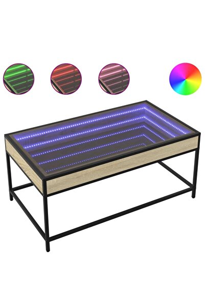 vidaxl Măsuță de cafea cu LED infinity, stejar sonoma, 90x50x41 cm