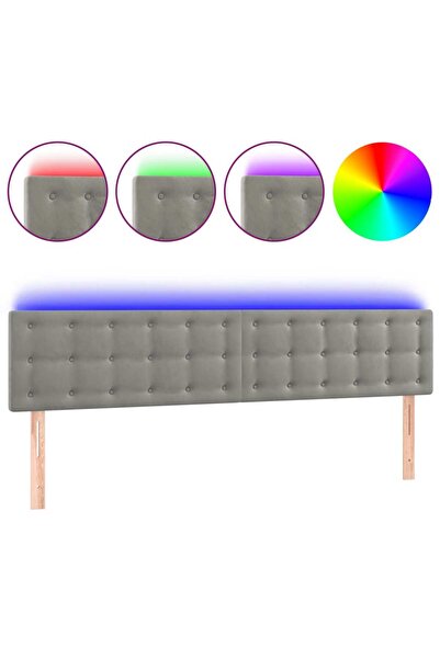 vidaxl Tăblie de pat cu LED, gri deschis, 160x5x78/88 cm, catifea