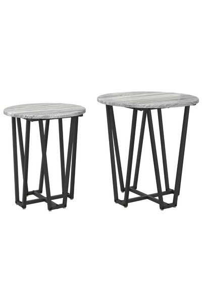 vidaxl Set măsuțe laterale 2 pcs Gri Sonoma și negru