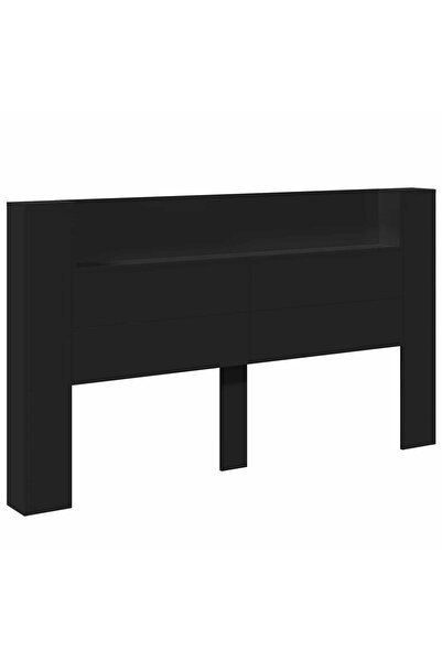 vidaxl Tăblie cap cu raft Negru 180 x 16,5 x 103,5 cm Lemn compozit