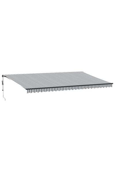 vidaxl Copertină retractabilă automată, Antracit/Alb, 600 x 350 cm