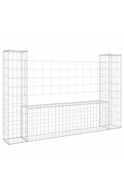 vidaxl Coș gabion în formă de U, 2 stâlpi, 140 x 20 x 100 cm, fier