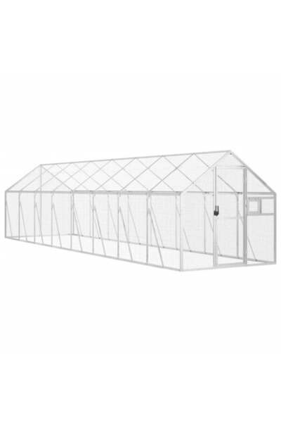vidaxl Volieră pentru păsări, argintie, 1.79 x 8 x 1.85 m, aluminiu