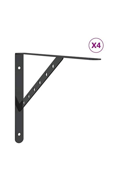 vidaxl Suporturi de raft, 4 buc., 40 x 2.5 x 25 cm, negru, oțel inoxidabil