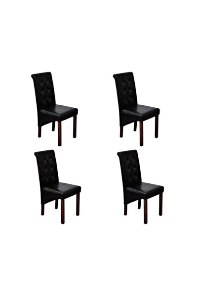 vidaxl Scaune de masă, 4 buc., negre, piele ecologică