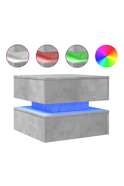 vidaxl Măsuță de cafea cu lumini LED, gri beton, 50x50x40 cm