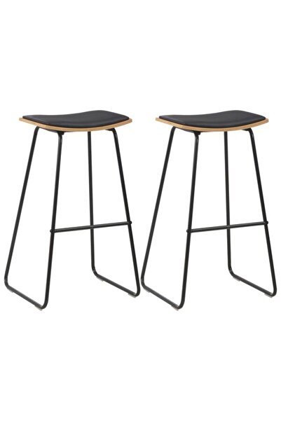 vidaxl Scaune de bar, 2 buc., negre, piele ecologică