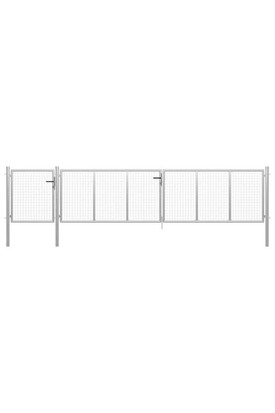 vidaxl Poartă de grădină din oțel 500 x 75 cm argintie