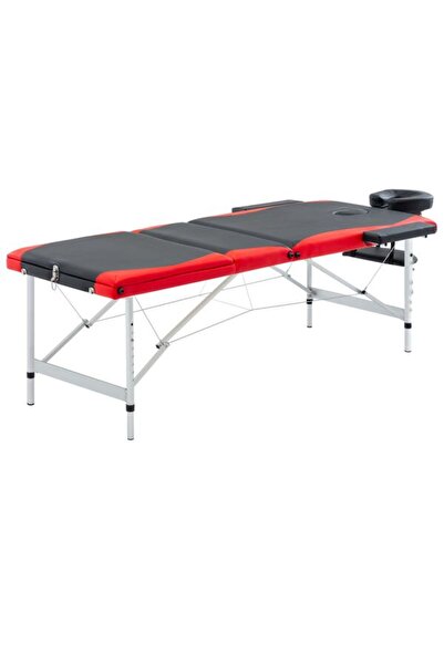 vidaxl Masă de masaj pliabilă, 3 zone, negru și roșu, aluminiu