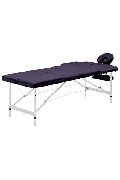 vidaxl Masă de masaj pliabilă, 3 zone, violet, aluminiu